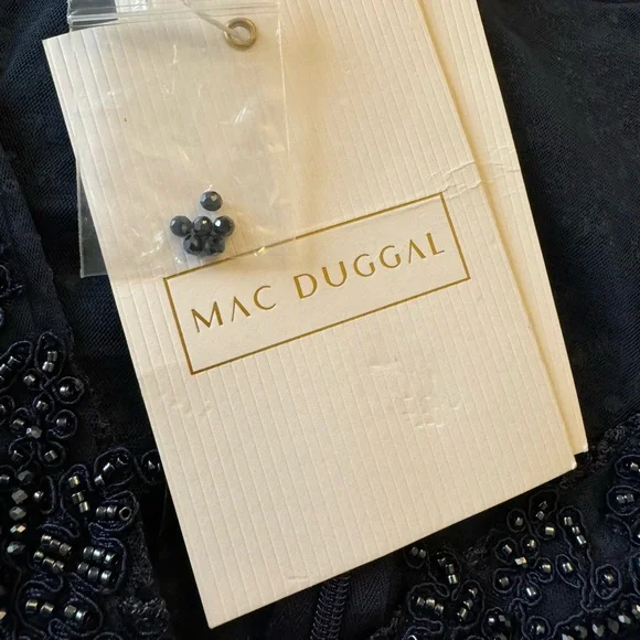 NWT MAC DUGGAL EMBELLISHED PLUNGE NECK PUFF SLEEVE A LINE GOWN 20283 - Picture 12 of 16